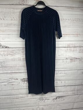 Scotch & Soda Maison Scotch Dress Womens Small Blue Velvet Striped Midi T Shirt